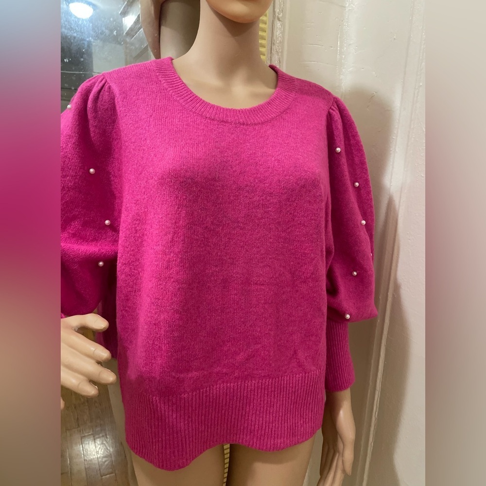 CeCe Fuchsia Sweater with Pearl Details - Picture 13 of 15